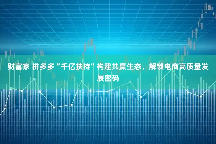 财富家 拼多多“千亿扶持”构建共赢生态，解锁电商高质量发展密码